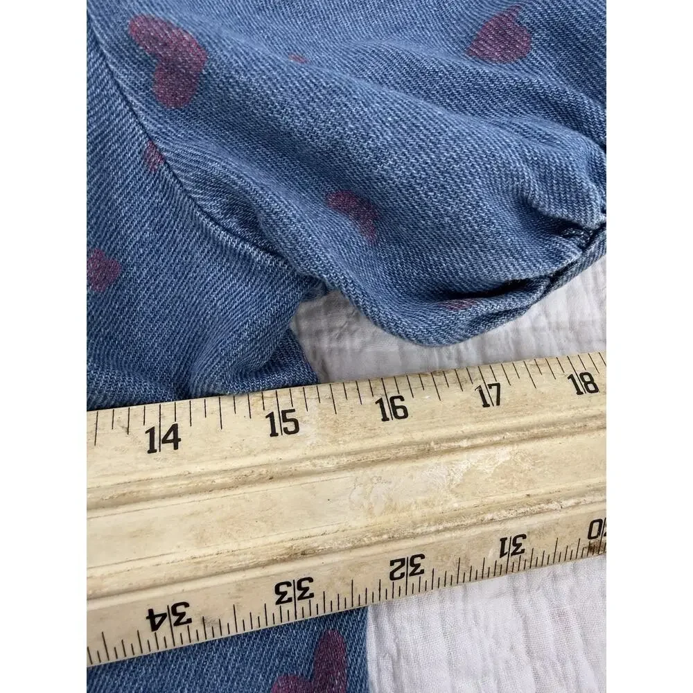 Old Navy Girls Denim A-Line Dress XL (14-16) Plus Heart Button Front V-Neck
